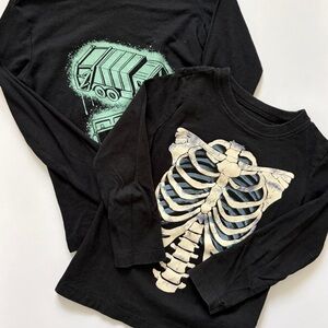 Kids Black Long-Sleeve Skeleton Graphic Tee